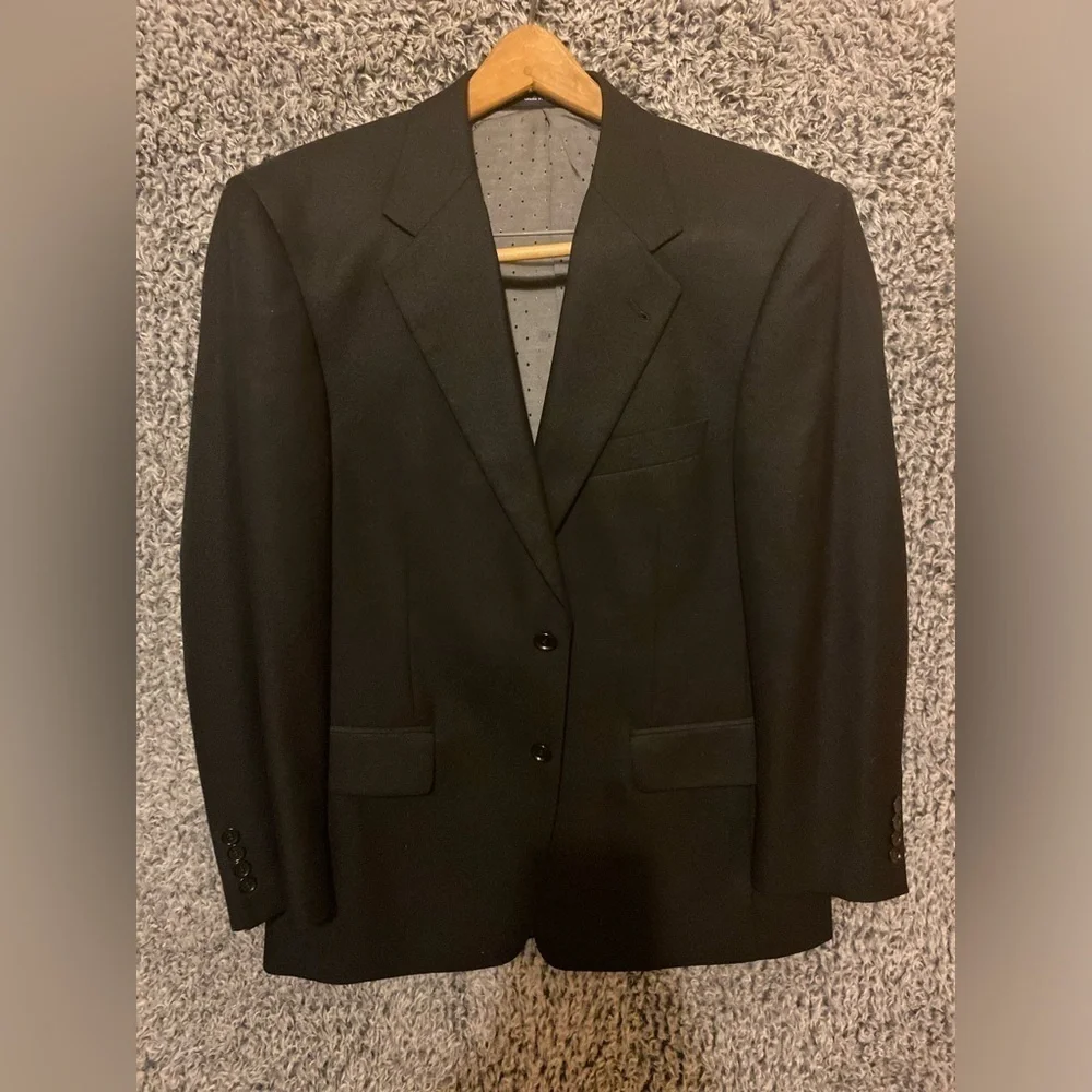 Roundtree Yorke Silk/Wool Sport Coat Mens 42 R Great Black   Blazer